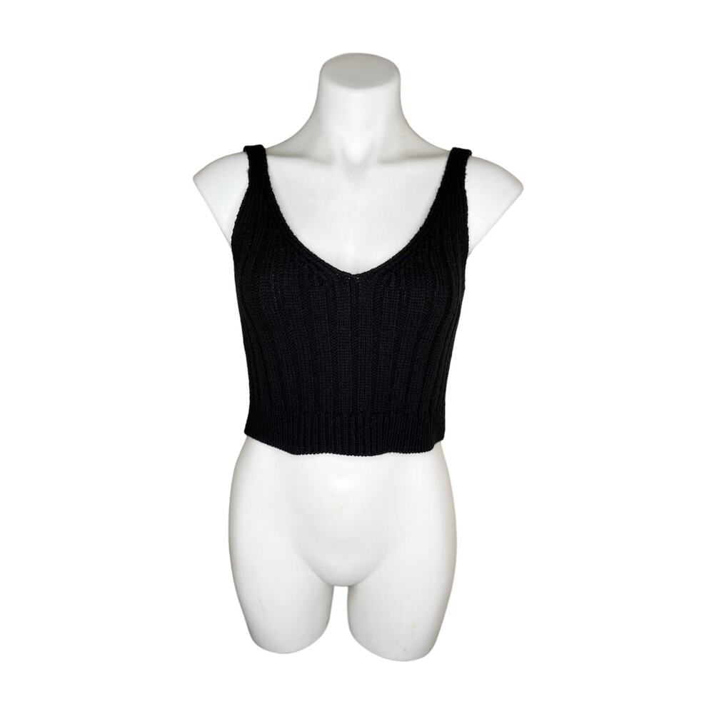ASOS Black Ribbed Sweater Crop Tank Size 10